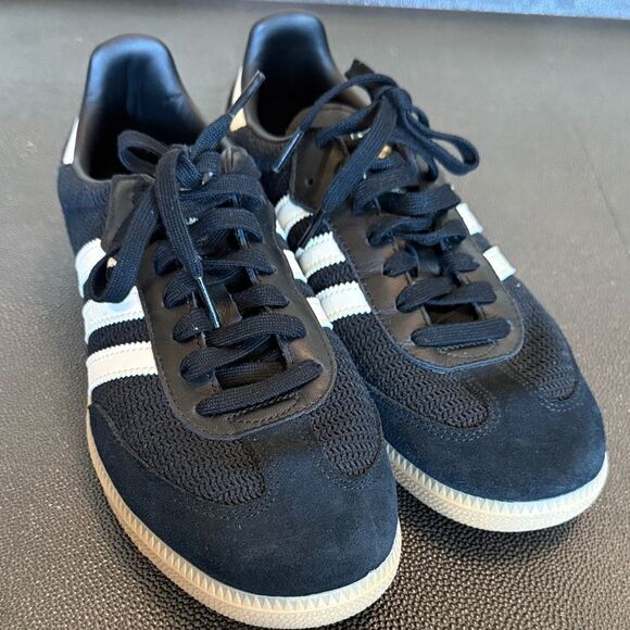 Adidas Originals Samba OG Core Black and Cream Magic beige leather Sneakers 10 - Picture 2 of 11